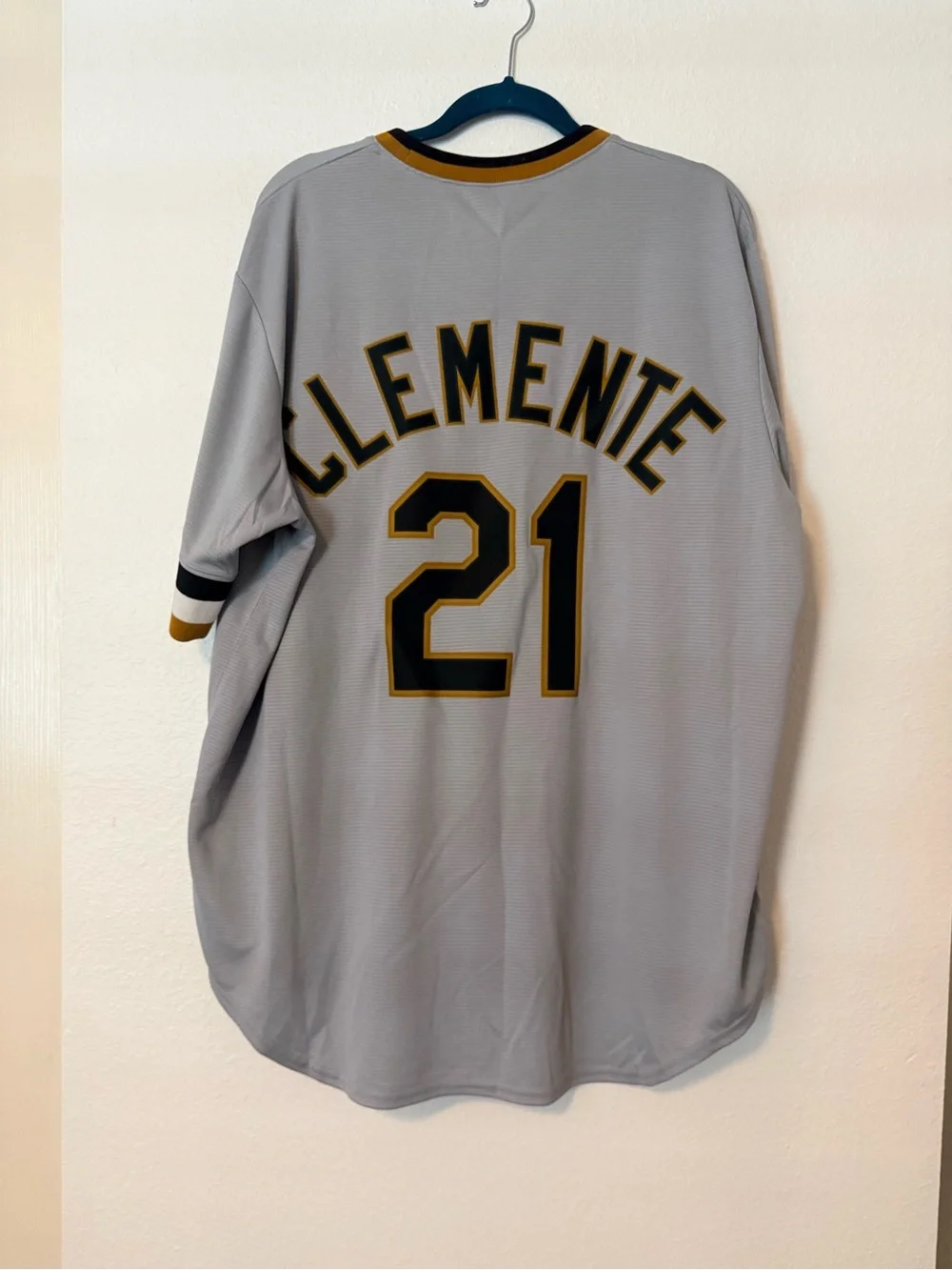 Nike Gray Pirates Baseball Jersey with Black & Gold Trim